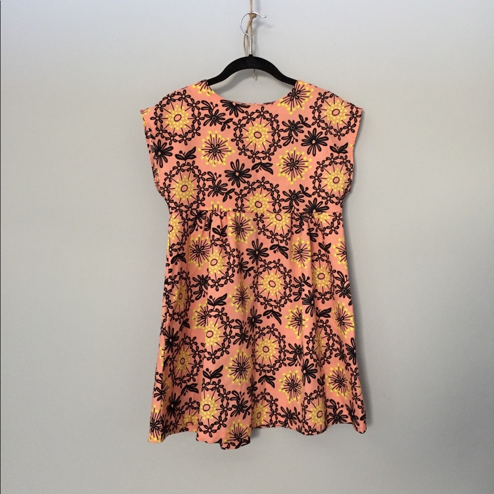 ASOS Pink + Yellow + Black Babydoll Mini Dress